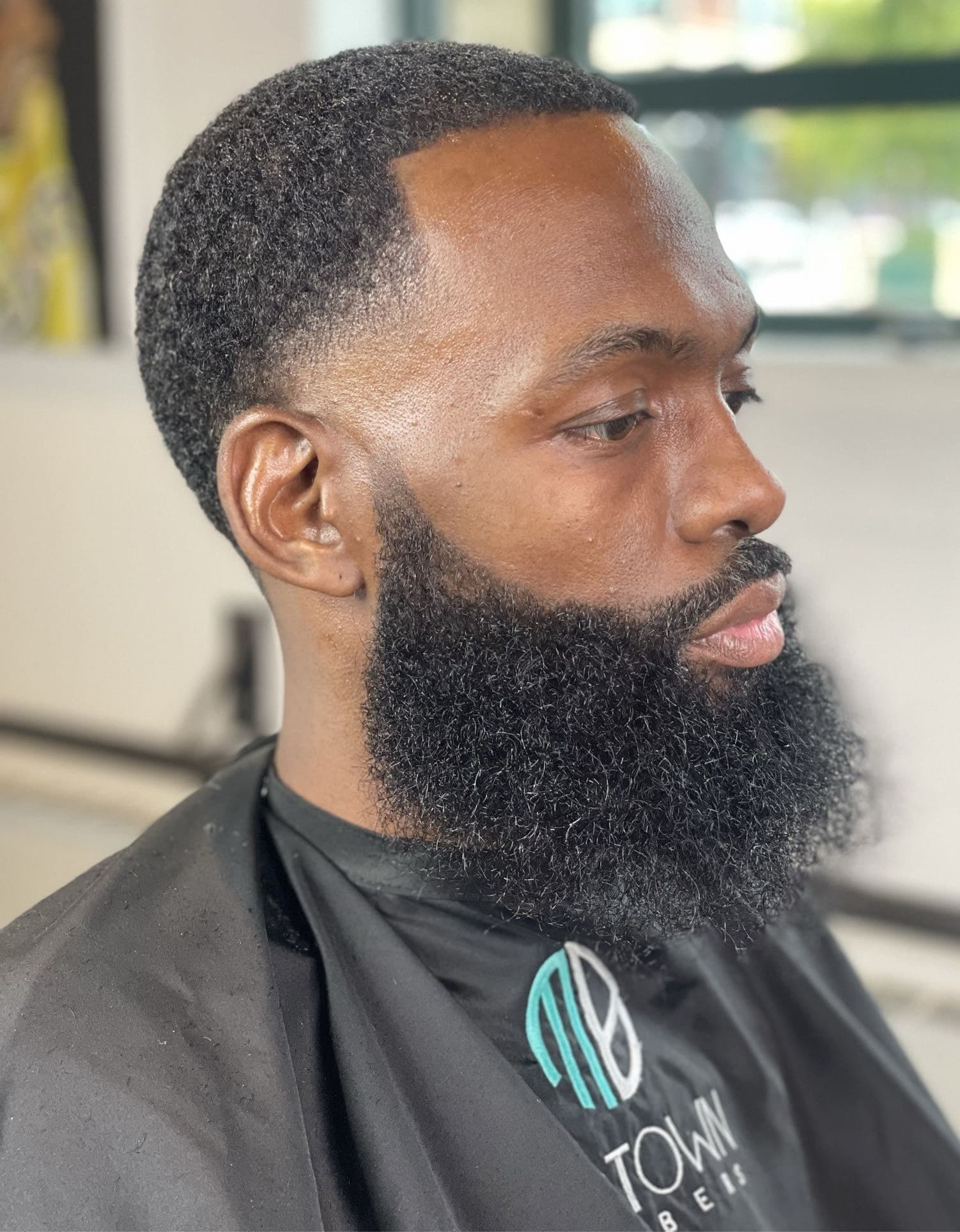 Finished cut with beard and fade detail